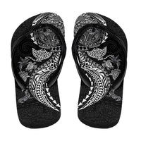 Hawaiian Kakau Tribal Sea Animals Tattoos Flip Flops Black Color LT03 - Polynesian Pride