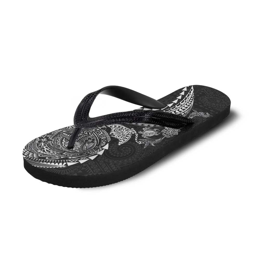 Hawaiian Kakau Tribal Sea Animals Tattoos Flip Flops Black Color LT03 - Polynesian Pride