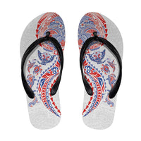 Hawaiian Kakau Tribal Sea Animals Tattoos Flip Flops Hawaii Flag Color Inspired LT03 Multicolor - Polynesian Pride