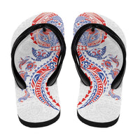Hawaiian Kakau Tribal Sea Animals Tattoos Flip Flops Hawaii Flag Color Inspired LT03 - Polynesian Pride