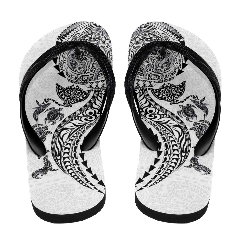 Hawaiian Kakau Tribal Sea Animals Tattoos Flip Flops White Color LT03 - Polynesian Pride