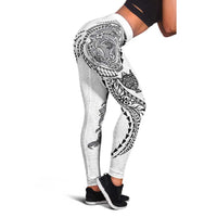 Hawaiian Kakau Tribal Sea Animals Tattoos Leggings White Color LT03 - Polynesian Pride