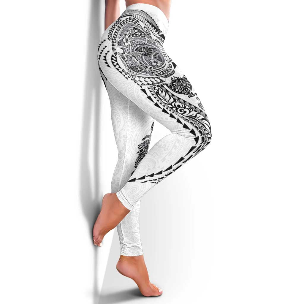 Hawaiian Kakau Tribal Sea Animals Tattoos Leggings White Color LT03 - Polynesian Pride