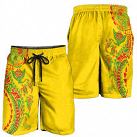 Hawaiian Kakau Tribal Sea Animals Tattoos Shorts for Men Kanaka Maoli Flag Color Inspired