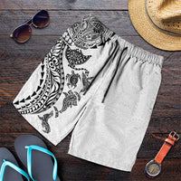 Hawaiian Kakau Tribal Sea Animals Tattoos Shorts for Men White Color LT03 White - Polynesian Pride