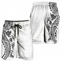 Hawaiian Kakau Tribal Sea Animals Tattoos Shorts for Men White Color LT03 - Polynesian Pride
