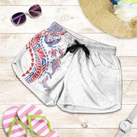 Hawaiian Kakau Tribal Sea Animals Tattoos Shorts for Women Hawaii Flag Color Inspired