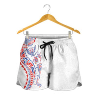 Hawaiian Kakau Tribal Sea Animals Tattoos Shorts for Women Hawaii Flag Color Inspired