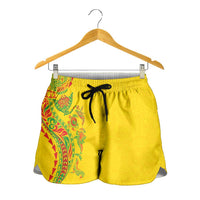 Hawaiian Kakau Tribal Sea Animals Tattoos Shorts for Women Kanaka Maoli Flag Color Inspired