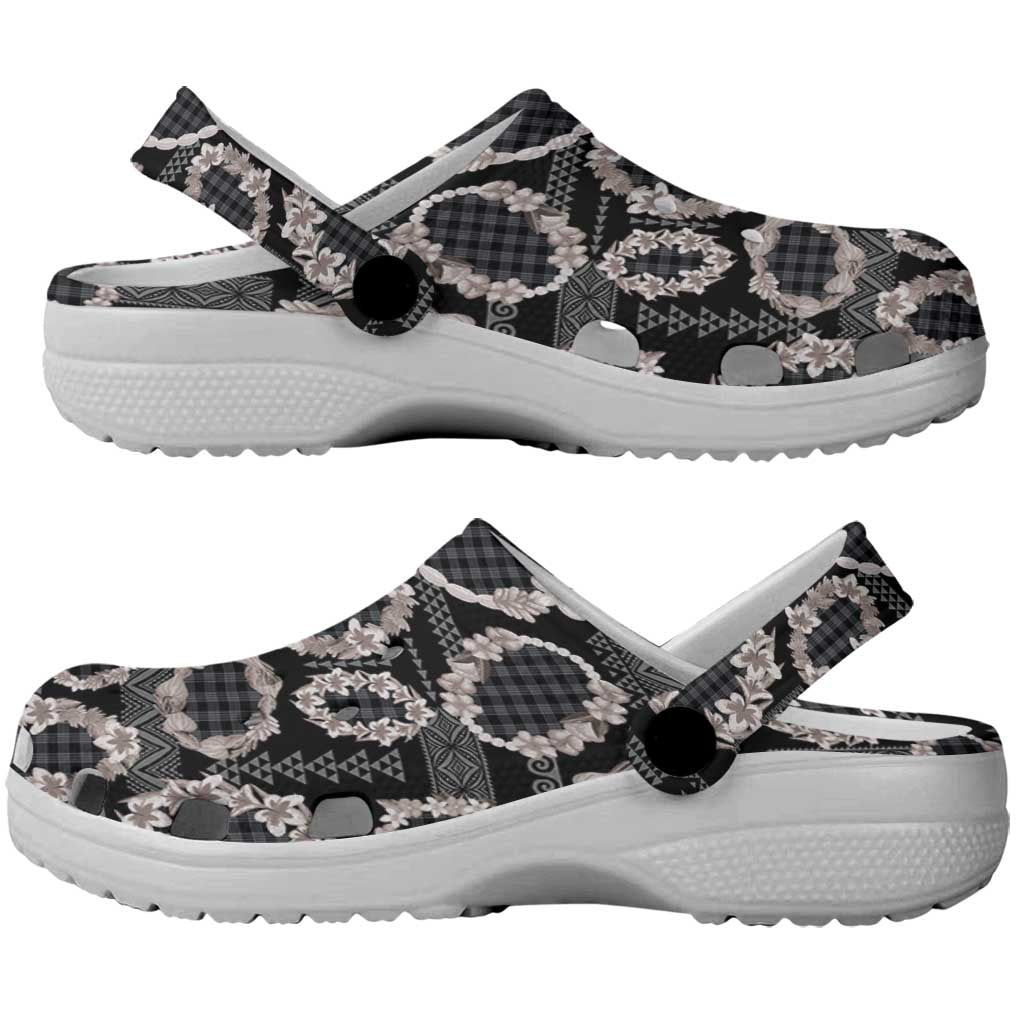 Hawaiian Leis Clogs Shoes Kakau Tattoos and Palaka Pastel Grayscale LT03 - Polynesian Pride