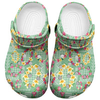 Hawaiian Leis Clogs Shoes Kakau Tattoos and Palaka Pastel Green Color LT03 Green - Polynesian Pride