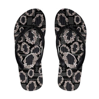 Hawaiian Leis Flip Flops Kakau Tattoos and Palaka Pastel Grayscale LT03 Black - Polynesian Pride