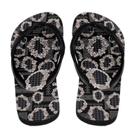 Hawaiian Leis Flip Flops Kakau Tattoos and Palaka Pastel Grayscale LT03 - Polynesian Pride