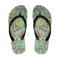 Hawaiian Leis Flip Flops Kakau Tattoos and Palaka Pastel Green Color LT03 Green - Polynesian Pride