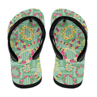 Hawaiian Leis Flip Flops Kakau Tattoos and Palaka Pastel Green Color LT03 - Polynesian Pride