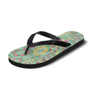 Hawaiian Leis Flip Flops Kakau Tattoos and Palaka Pastel Green Color LT03 - Polynesian Pride