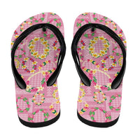 Hawaiian Leis Flip Flops Kakau Tattoos and Palaka Pastel Pink Color LT03 - Polynesian Pride