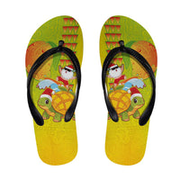 Hawaiian Mango Mele Kalikimaka Flip Flops Santa Claus Surfing with Mango Christmas Turtle LT03 Multicolor - Polynesian Pride