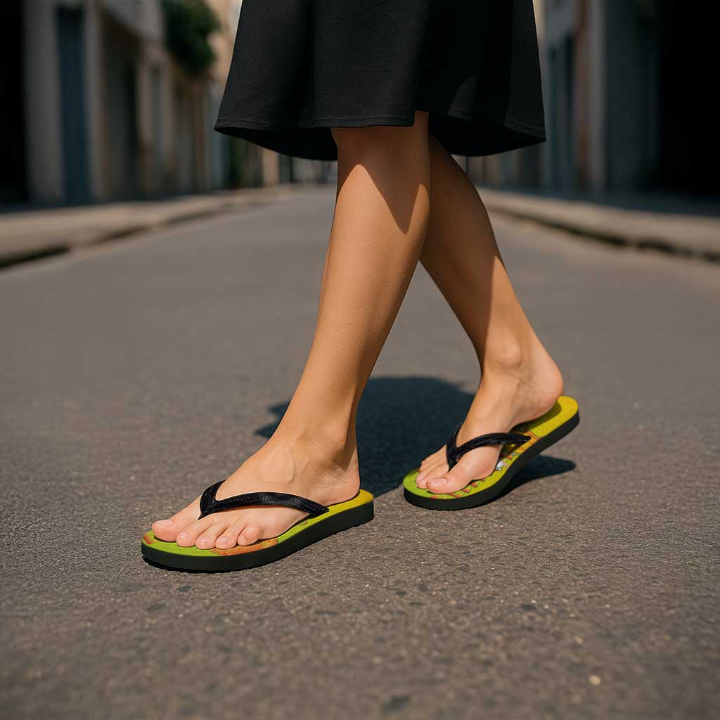 Hawaiian Mango Mele Kalikimaka Flip Flops Santa Claus Surfing with Mango Christmas Turtle LT03 - Polynesian Pride