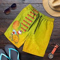 Hawaiian Mango Mele Kalikimaka Shorts for Men Santa Claus Surfing with Mango Christmas Turtle LT03 Multicolor - Polynesian Pride