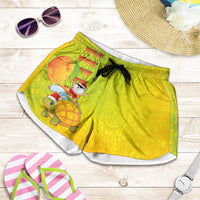 Hawaiian Mango Mele Kalikimaka Shorts for Women Santa Claus Surfing with Mango Christmas Turtle LT03 Multicolor - Polynesian Pride