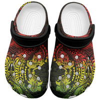 Hawaiian Manta Ray and Hammerhead Shark Tribal Tattoo Clogs Shoes with Polynesian Tribal Pattern Reggae Style LT03 Multicolor - Polynesian Pride