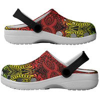 Hawaiian Manta Ray and Hammerhead Shark Tribal Tattoo Clogs Shoes with Polynesian Tribal Pattern Reggae Style LT03 - Polynesian Pride