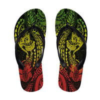Hawaiian Manta Ray and Hammerhead Shark Tribal Tattoo Flip Flops with Polynesian Tribal Pattern Reggae Style LT03 Multicolor - Polynesian Pride