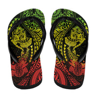 Hawaiian Manta Ray and Hammerhead Shark Tribal Tattoo Flip Flops with Polynesian Tribal Pattern Reggae Style LT03 - Polynesian Pride