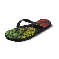 Hawaiian Manta Ray and Hammerhead Shark Tribal Tattoo Flip Flops with Polynesian Tribal Pattern Reggae Style LT03 - Polynesian Pride