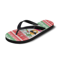 Hawaiian Mele Kalikimaka Flip Flops Funny Pineapple Surfing with Map Christmas Stripe Elements LT03 - Polynesian Pride