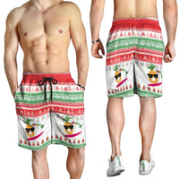Hawaiian Mele Kalikimaka Shorts for Men Funny Pineapple Surfing with Map Christmas Stripe Elements LT03 - Polynesian Pride