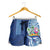 Hawaiian Mele Kalikimaka Shorts for Women Funny Santa on Whale Island with Kakau Tattoos - Polynesian Pride