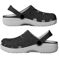 Hawaiian Monk Seal and Whale Clogs Shoes Kakau Tribal Pattern Grayscale LT03 - Polynesian Pride