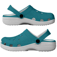 Hawaiian Monk Seal and Whale Clogs Shoes Kakau Tribal Pattern Teal Color LT03 - Polynesian Pride