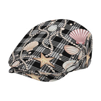 Hawaiian Ocean Seashells Jeff Hat Black Palaka Pattern