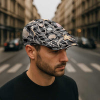 Hawaiian Ocean Seashells Jeff Hat Black Palaka Pattern