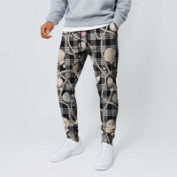 Hawaiian Ocean Seashells Jogger Pants Black Palaka Pattern LT01 - Polynesian Pride
