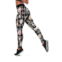 Hawaiian Ocean Seashells Leggings Black Palaka Pattern LT01 Black - Polynesian Pride