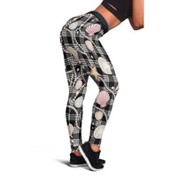 Hawaiian Ocean Seashells Leggings Black Palaka Pattern LT01 - Polynesian Pride
