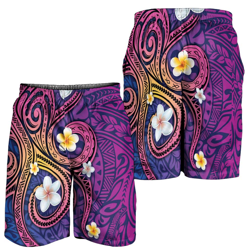 Hawaiian Octopus Tattoo and Frangipani Shorts for Men LT03 - Polynesian Pride