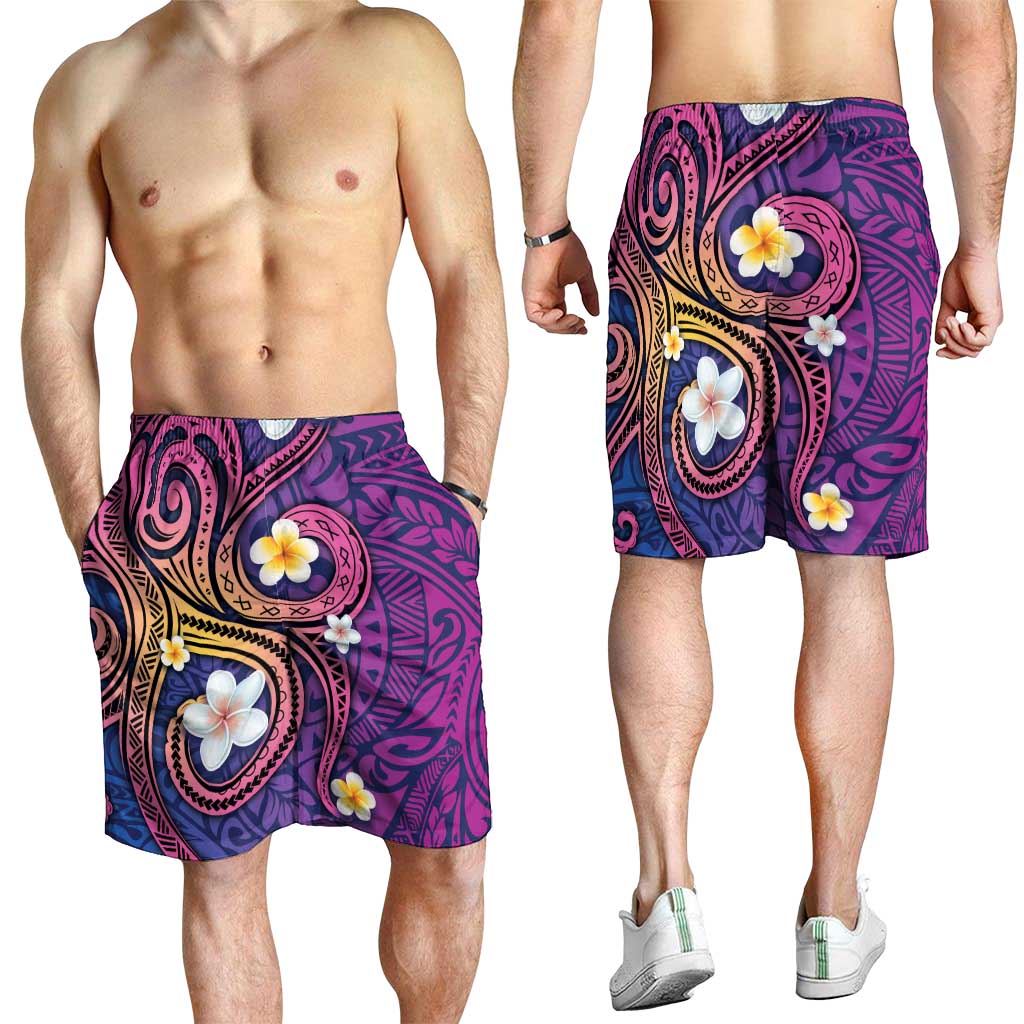 Hawaiian Octopus Tattoo and Frangipani Shorts for Men LT03 - Polynesian Pride