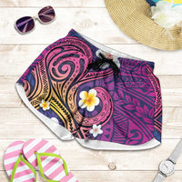 Hawaiian Octopus Tattoo and Frangipani Shorts for Women LT03 Purple - Polynesian Pride