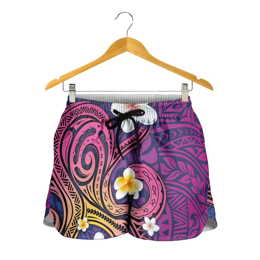 Hawaiian Octopus Tattoo and Frangipani Shorts for Women LT03 - Polynesian Pride