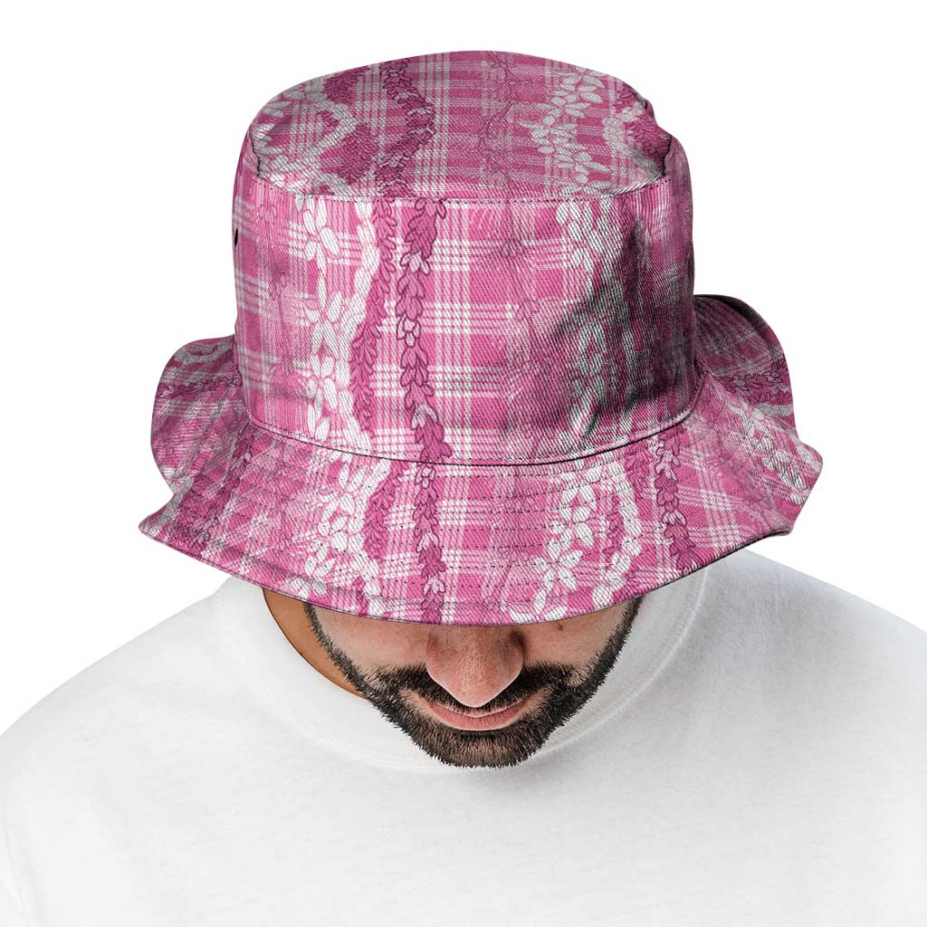 Hawaiian Ohia Lehua Lei Bucket Hat Plaid Palaka Akala Pattern LT9 - Polynesian Pride