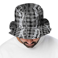 Hawaiian Ohia Lehua Lei Bucket Hat Plaid Palaka Eleele Pattern - Polynesian Pride