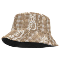 Hawaiian Ohia Lehua Lei Bucket Hat Plaid Palaka Kalaihaahaa Pattern LT9 One Size Tan - Polynesian Pride