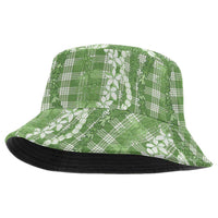 Hawaiian Ohia Lehua Lei Bucket Hat Plaid Palaka Omaomao Pattern LT9 One Size Green - Polynesian Pride