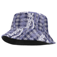 Hawaiian Ohia Lehua Lei Bucket Hat Plaid Palaka Uliuli hohonu Pattern - Polynesian Pride