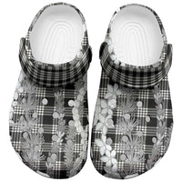 Hawaiian Ohia Lehua Lei Clogs Shoes Plaid Palaka Eleele Pattern - Polynesian Pride